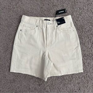 Express Midi High Rise Beige Denim Short Womens 0